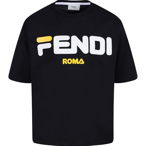 fendi fila shirt black|fendi crewneck t shirt.